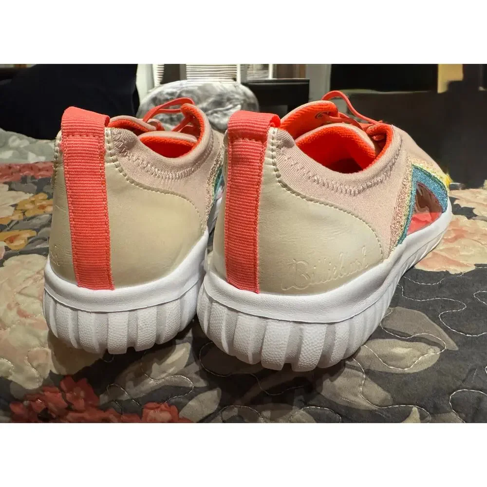 Billie Blush Pink Glitter Sparkle Rainbow Trainer Slip on Sneaker big kid size 5